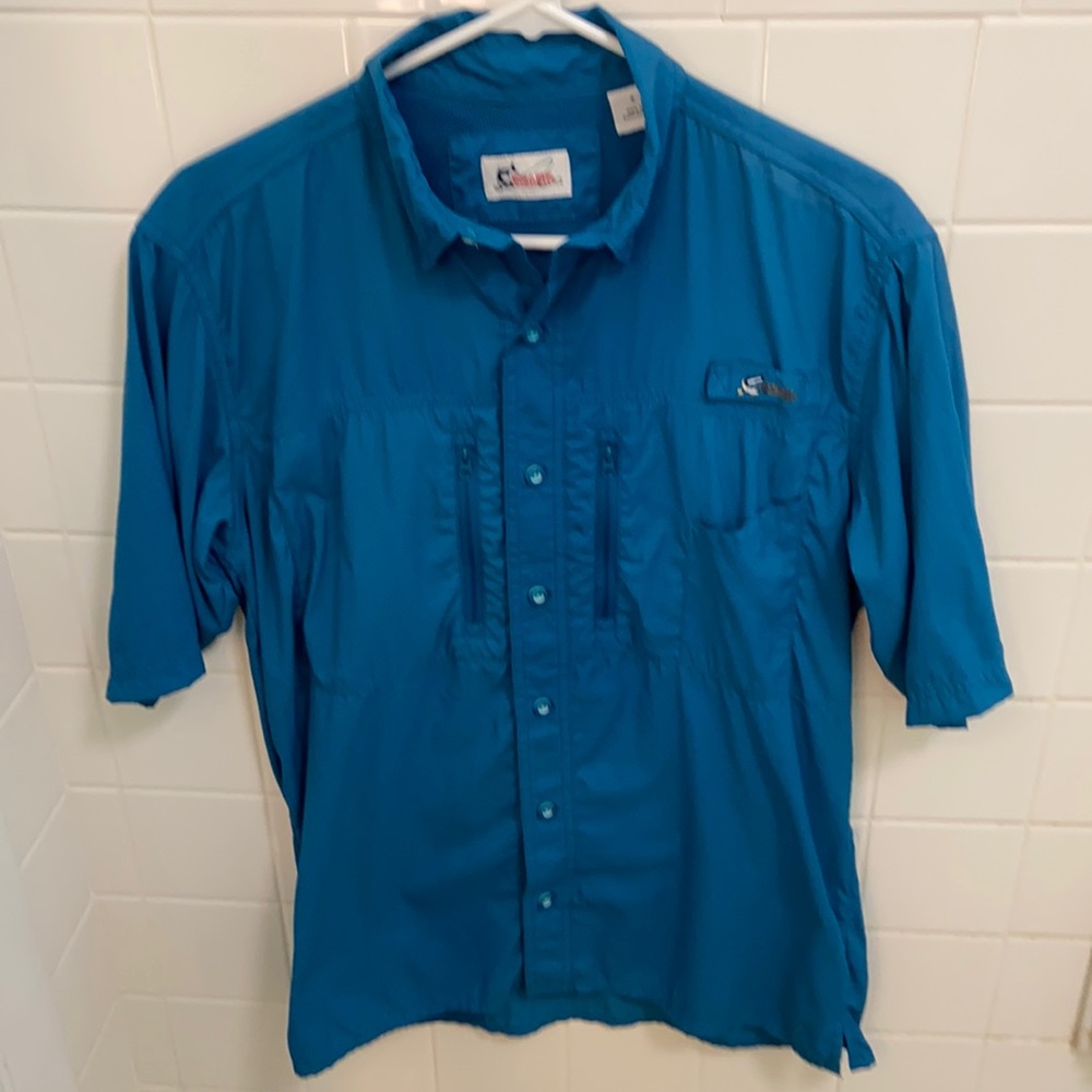 Blue Button Down Vent/Mesh Fishing Shirt